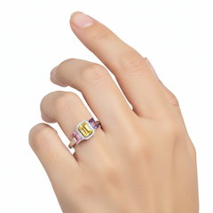 Silver Petal Perfect Pastel Trio Ring