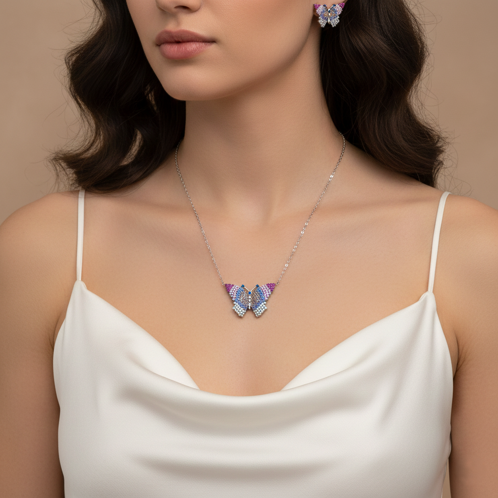 Silver Italian Fancy Butterfly set