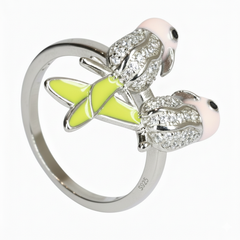 Silver Lovebirds (parrot) sterling silver ring