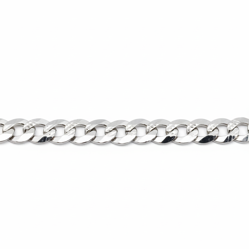 Silver Curb Interlock Chain For Him
