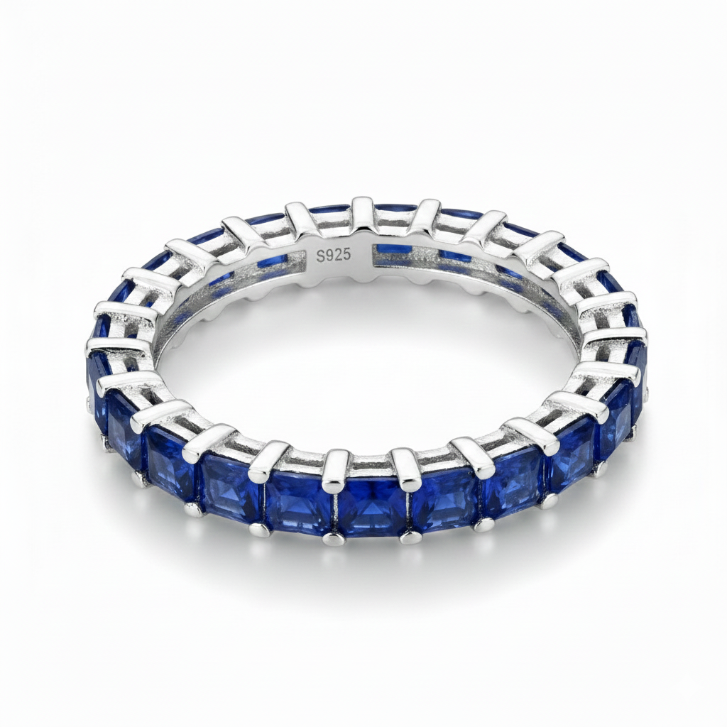 Silver Blue Crimson & Crystal Statement Band For Her