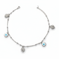 925 Silver Heart Padlock and Evil Eye Charm Anklet