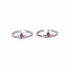 Silver Pink crown Toe ring