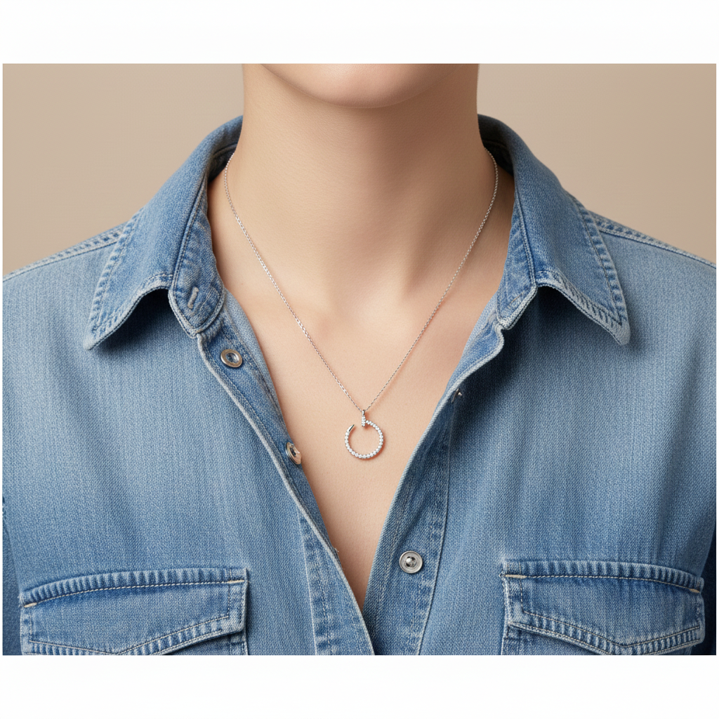 Silver Nail Hook Chain pendant For her