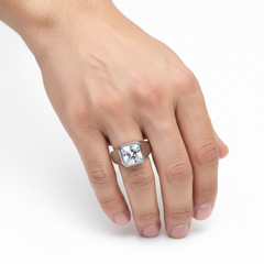 Silver Gents Solitaire classic Ring for Him