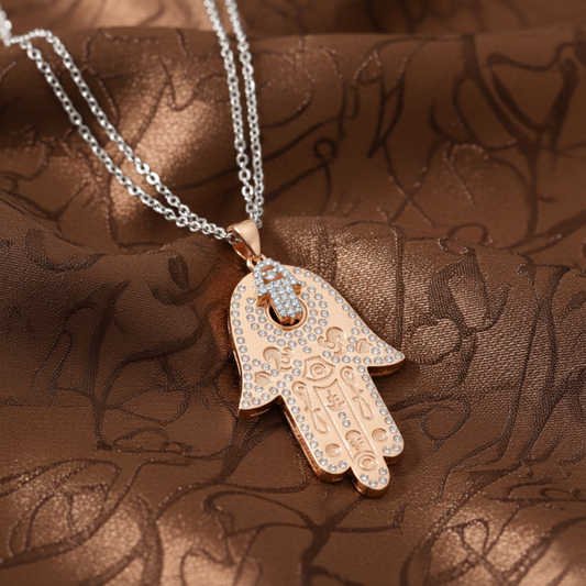 Rose gold Hamsa hand necklace Pendant