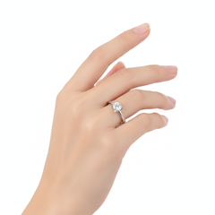 Silver Classic Solitaire (CZ) Diamond Look Adjustable ring for her