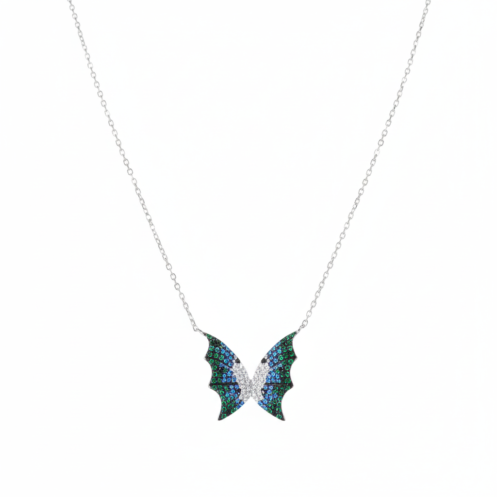 Silver Enchanted Butterfly Wing Necklace