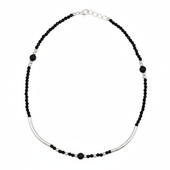 Silver Modern & stylish Black beads Anklet for her