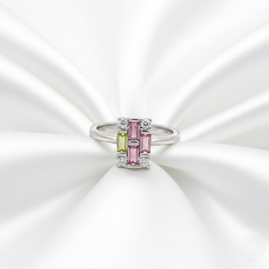 Silver Radiant Geometric Cluster Ring For Her