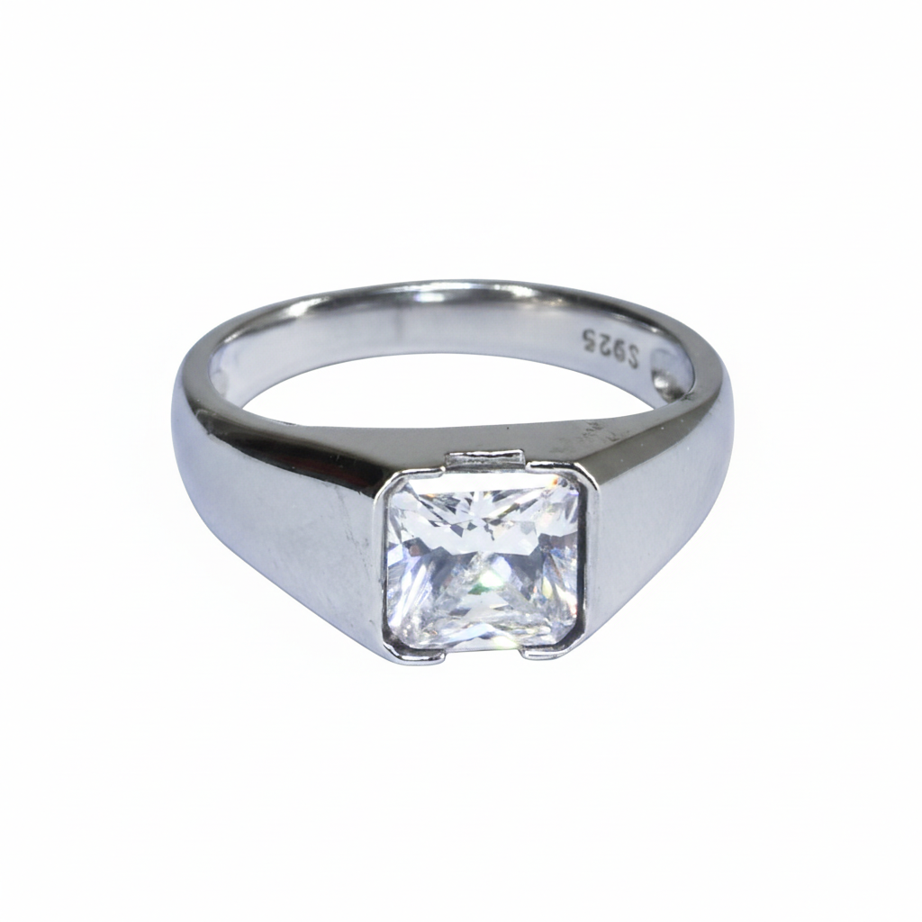 Silver Gents Solitaire classic Ring for Him