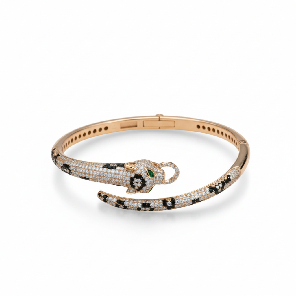 Rose Gold Jaguar Head Hinged Bracelet For Her