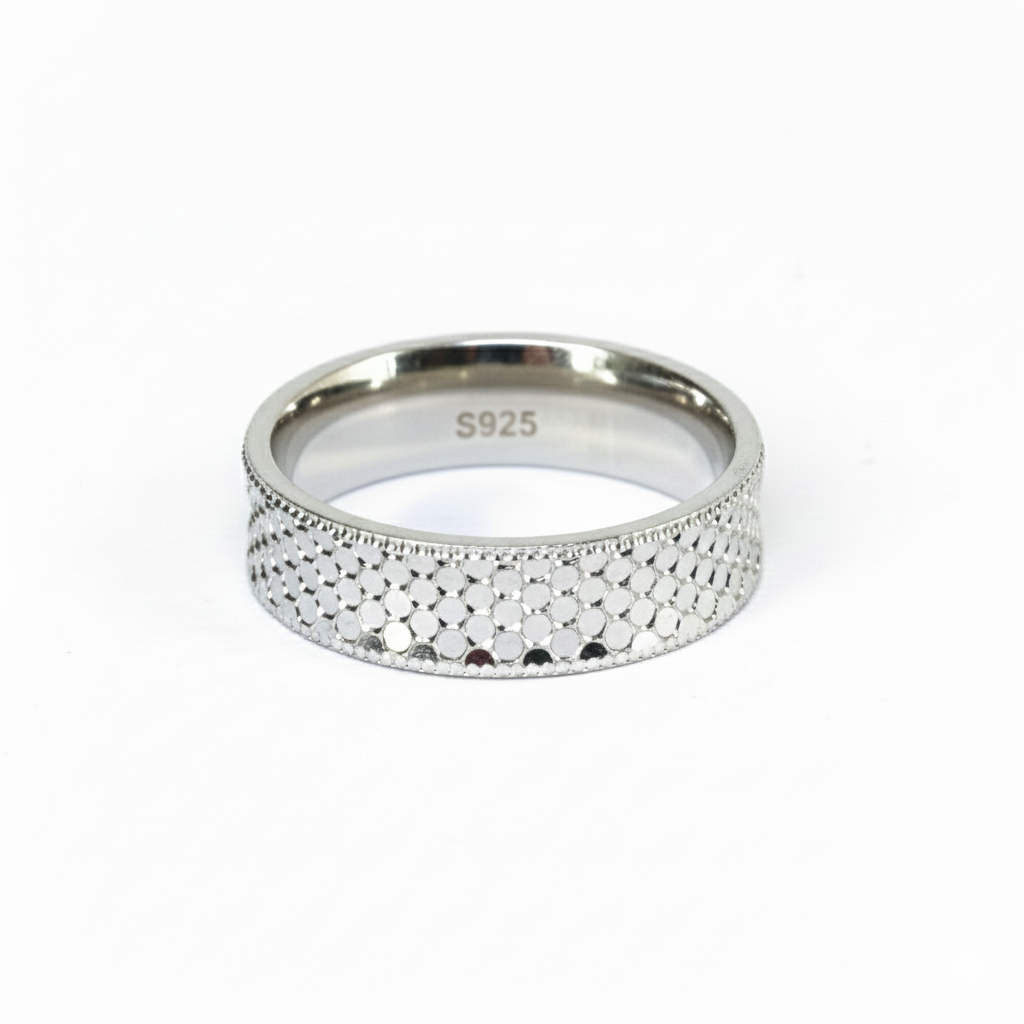 Silver Honeycomb Texture Ring For Her
