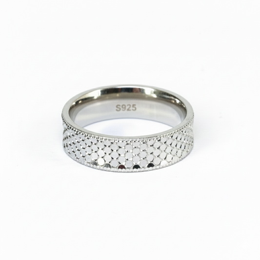 Silver Honeycomb Texture Ring For Her