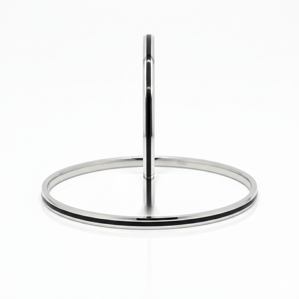 Silver Classic Black Trendy Bangles