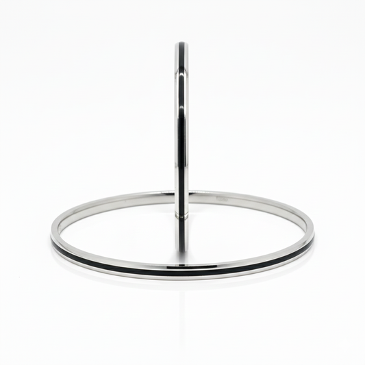 Silver Classic Black Trendy Bangles