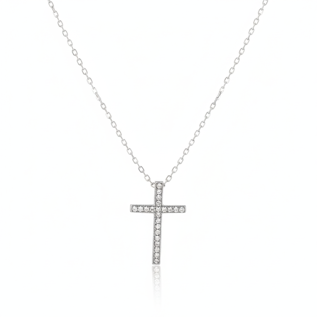 Silver Sparkling Cross Pendant