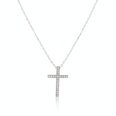 Silver Sparkling Cross Pendant