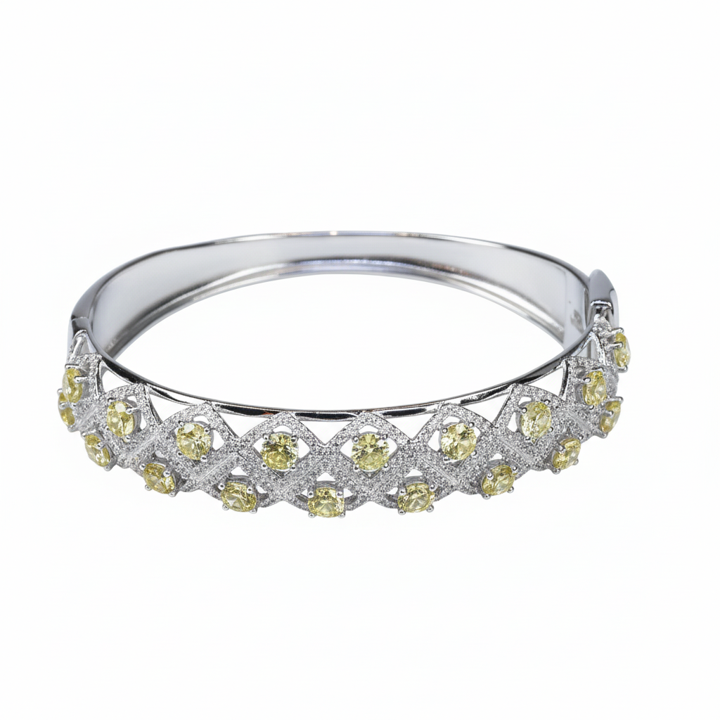 Silver Lattice Yellow Bracelet For Her