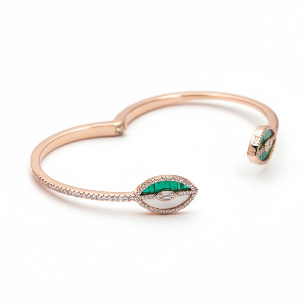 Rose Gold Malachite Wrap Bracelet For Her