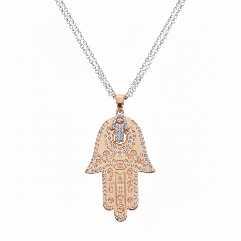 Rose gold Hamsa hand necklace Pendant