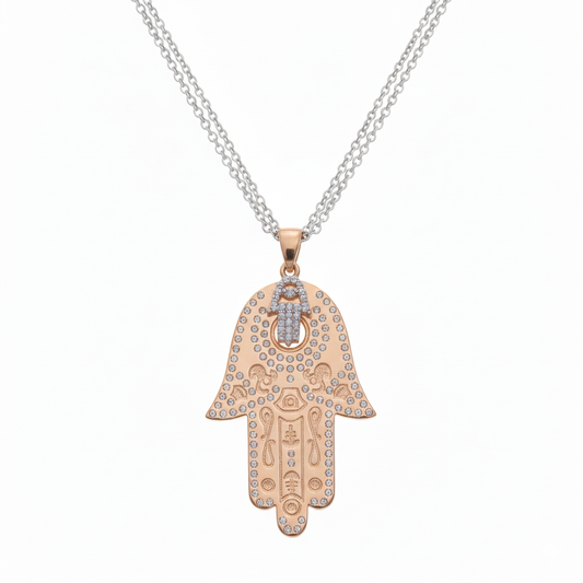 Rose gold Hamsa hand necklace Pendant