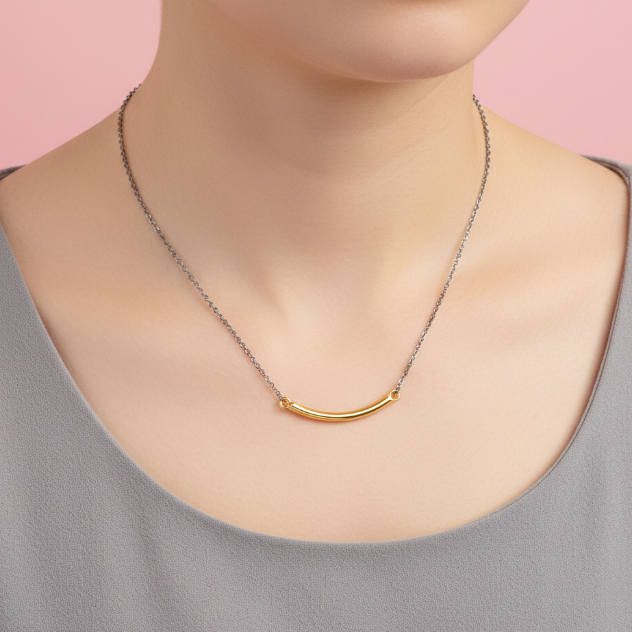 Silver Golden Arc Chain pendant