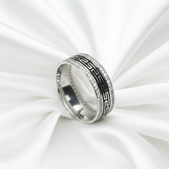 Sterling Silver Greek Key Meander Band Ring for him