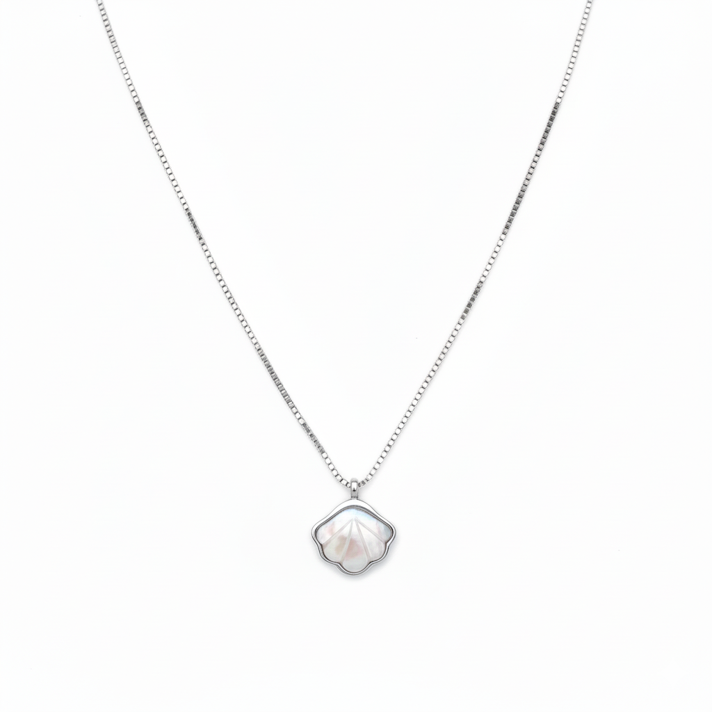 Silver Mother Of Pearl Shell Pendant necklace for her