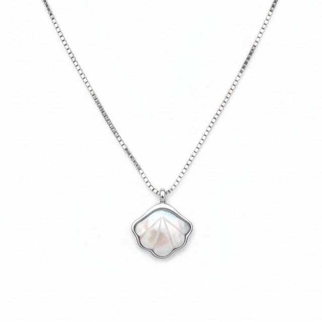 Silver Mother Of Pearl Shell Pendant necklace for her