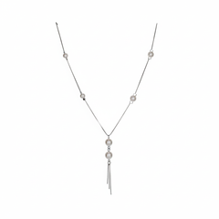 Silver Elegant Pearl Drop Lariat Chain For Her