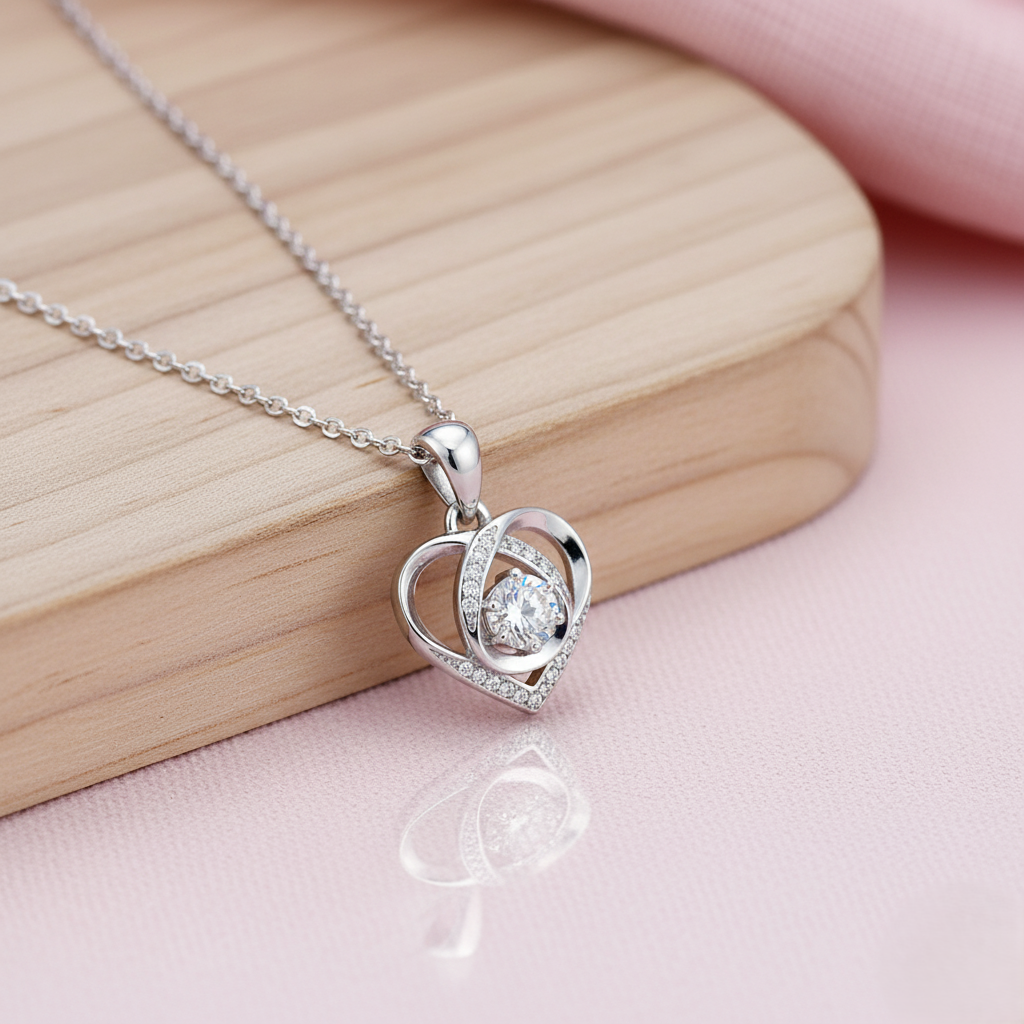 Silver Forever Love Dancing Heart Pendant