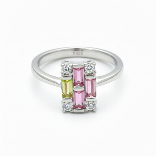 Silver Radiant Geometric Cluster Ring For Her