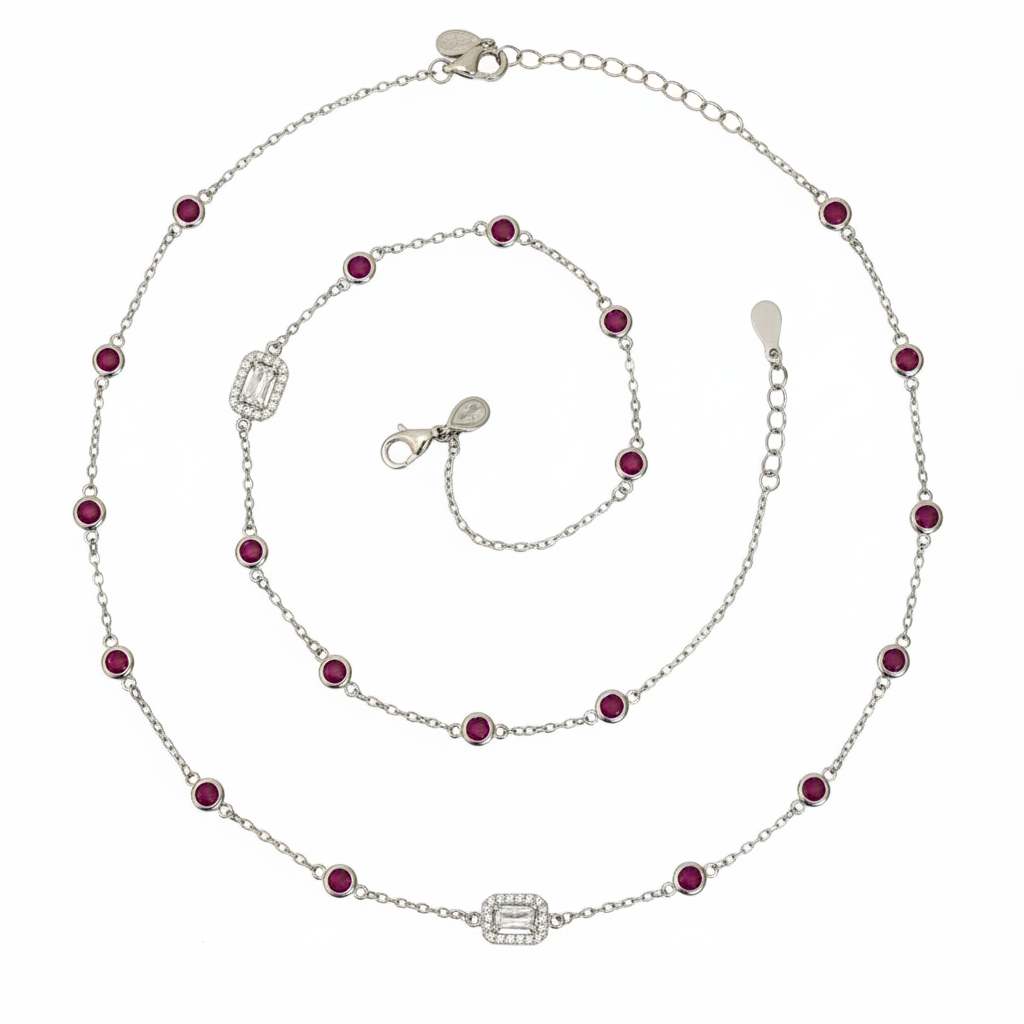 Silver Ruby Red anklet For her