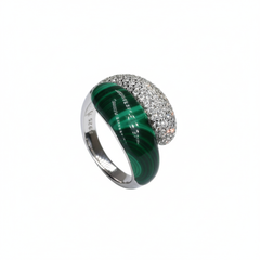 Silver Radiant Green Pave Zircon Statement Ring For Her