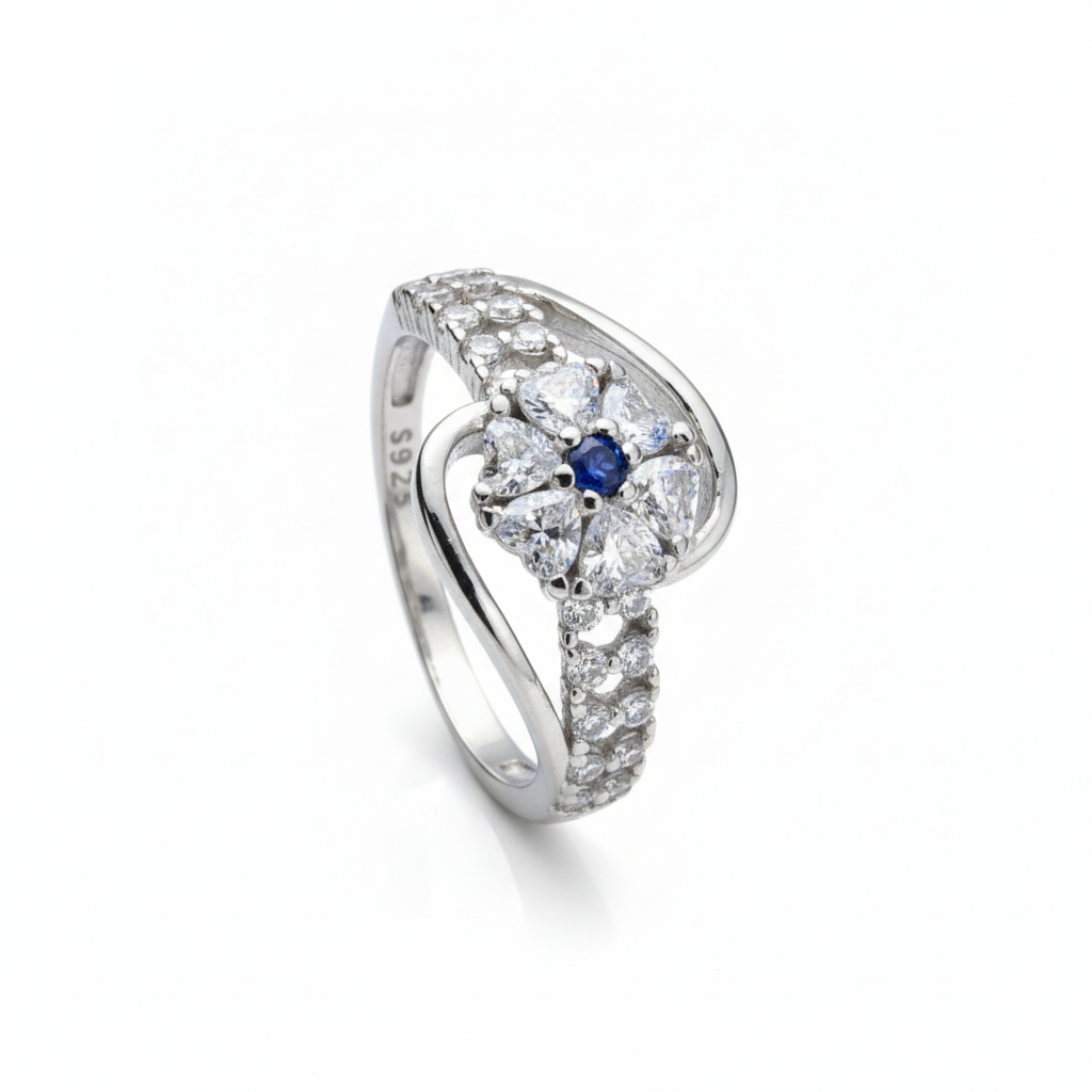 Blue Daisy Bloom Statement Ring