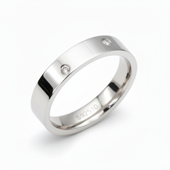 Silver Modern & Minimal CZ diamond Band ring