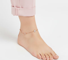 Rose gold Flower and Star Anklet