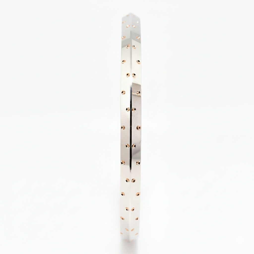 Silver Architect Rose gold Dots Mens bracelet (Kada) for him