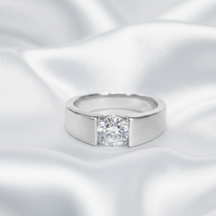 Stardust Meteorite Notched Ring in Sterling Silver