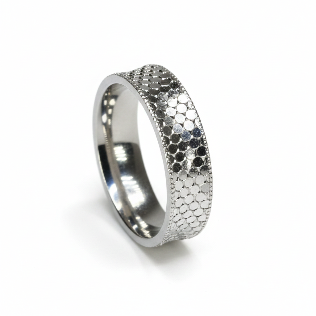 Silver Honeycomb Texture Ring For Her