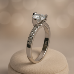 Silver Precious Round Ring