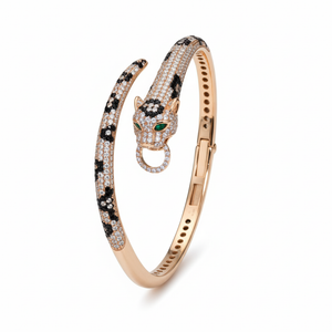 Rose Gold Jaguar Head Hinged Bracelet For Her