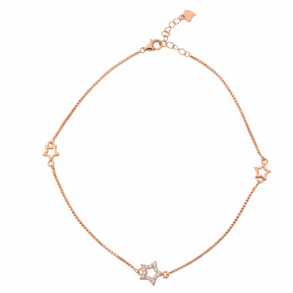 Silver Trendy Rose gold star Anklet for her