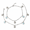 925 Silver Evil Eye & Flower Charm Anklet