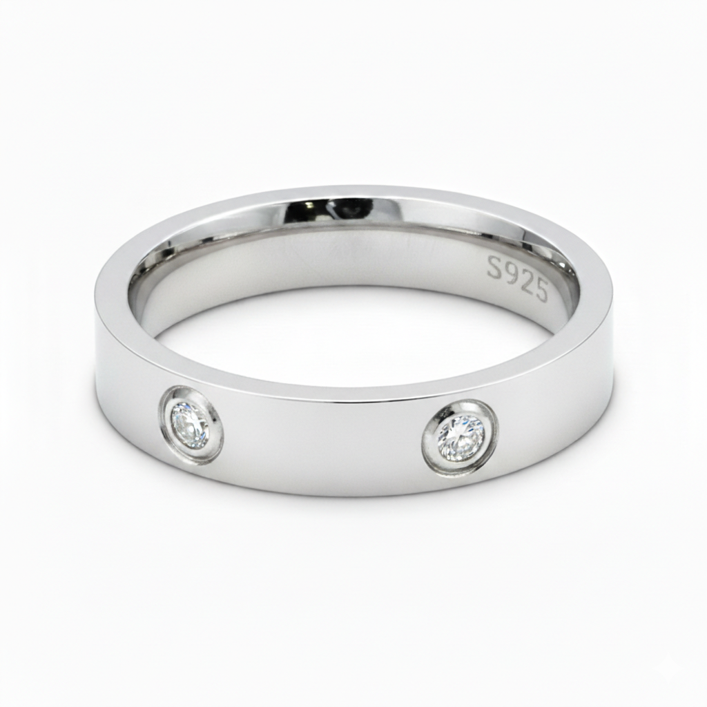 Timeless CZ Diamond-Accent Silver classic Band