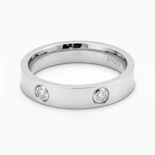 Timeless CZ Diamond-Accent Silver classic Band