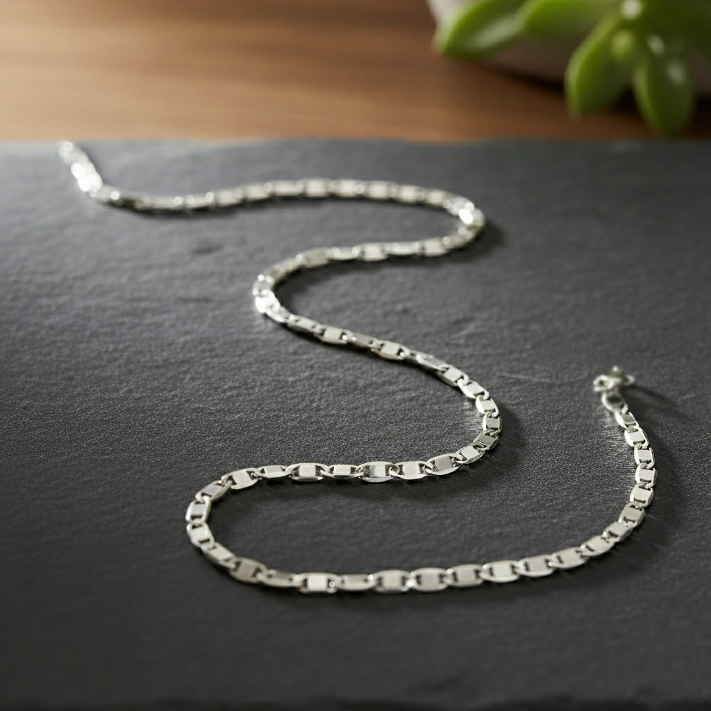 Silver Flat Jazzy Chain For Him