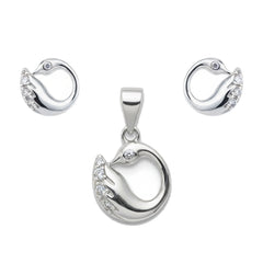 Silver Dazzling Swan pendant set