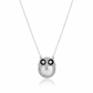 Silver Wise Owl Necklace pendant with Mother of Pearl and CZ